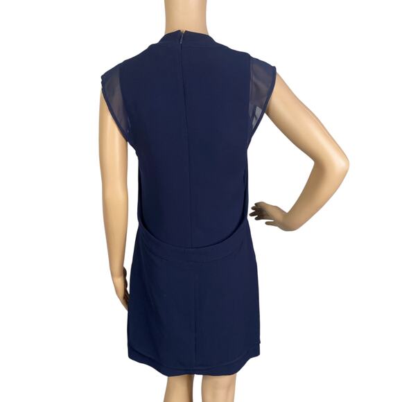 The Kooples Navy Blue Cut Out Cap Sleeve Sheath Mini Dress SZ S - Picture 6 of 12